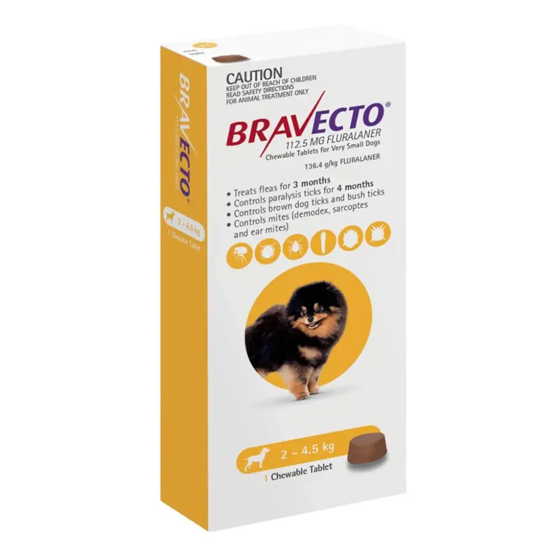 Bravecto Chew for Dogs 2-4.5kg Yellow