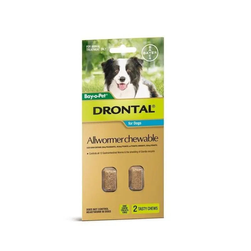 Drontal Dog Wormer Medium 10kg Chew 2 pack