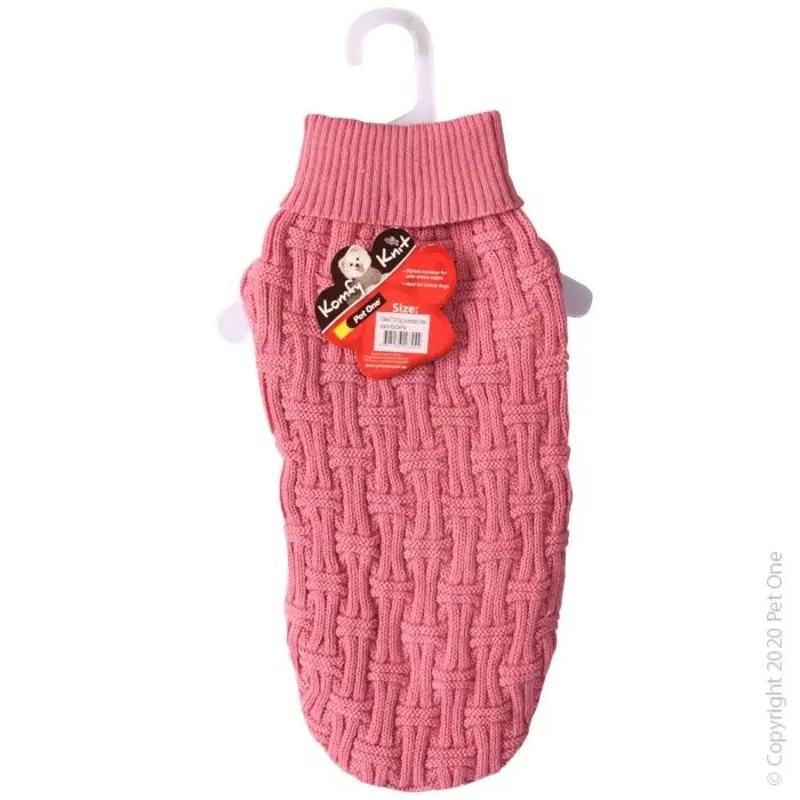 Pet One Dog Coat Komfy Knit Jumper Icelandic Dark Pink