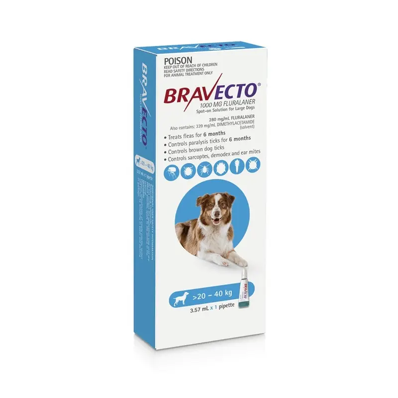 Bravecto Spot On for Dogs 20-40kg 1 Pack Blue