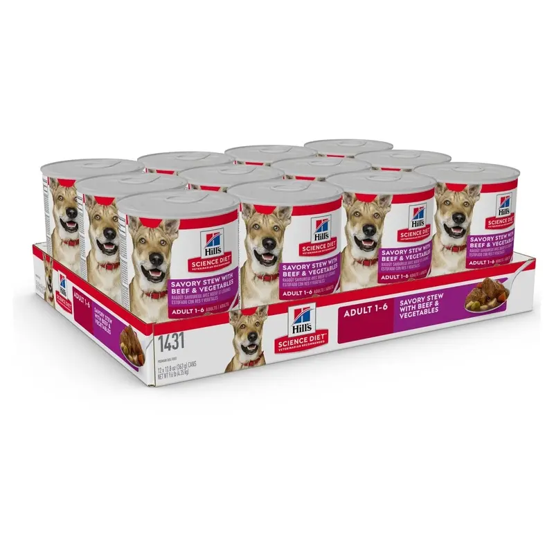 Hill's Science Diet Adult Savory Stew Beef & Vegetable Canned Dog Food 12x363g