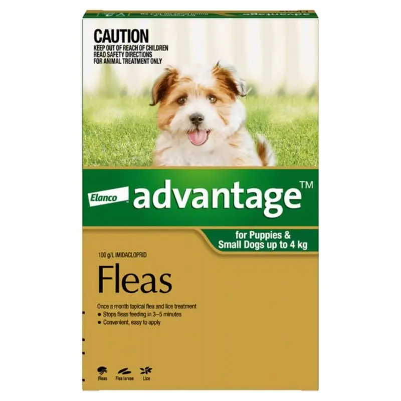 Advantage Dog Up To 4kg Green 4 Pack
