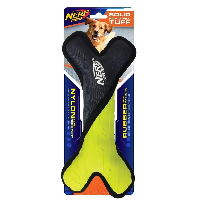 Nerf Tuff Rubber Nylon Plush Bone Green/Gray