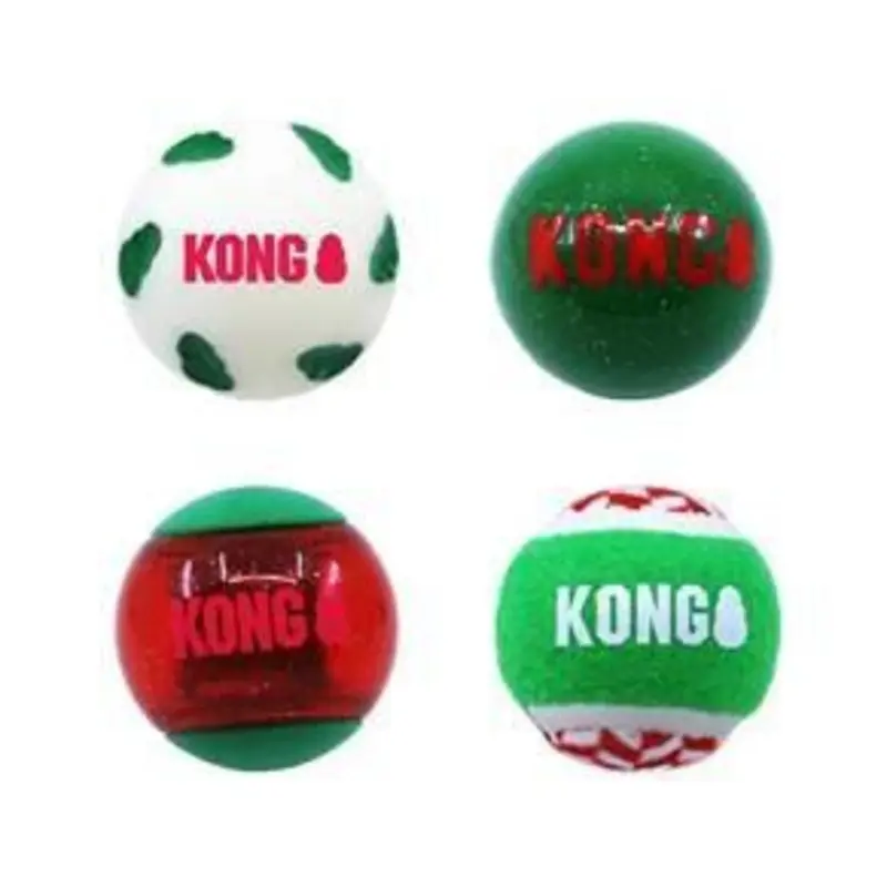 KONG Holiday Signature Balls 4 Pack Medium