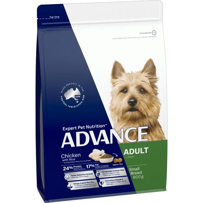 Advance Dry Dog Food Adult Small Breed Chicken and Rice 800g