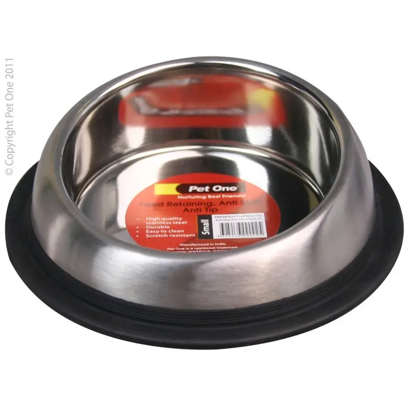 Pet One Dog Bowl Stainless Steel Anti Tip and Skid