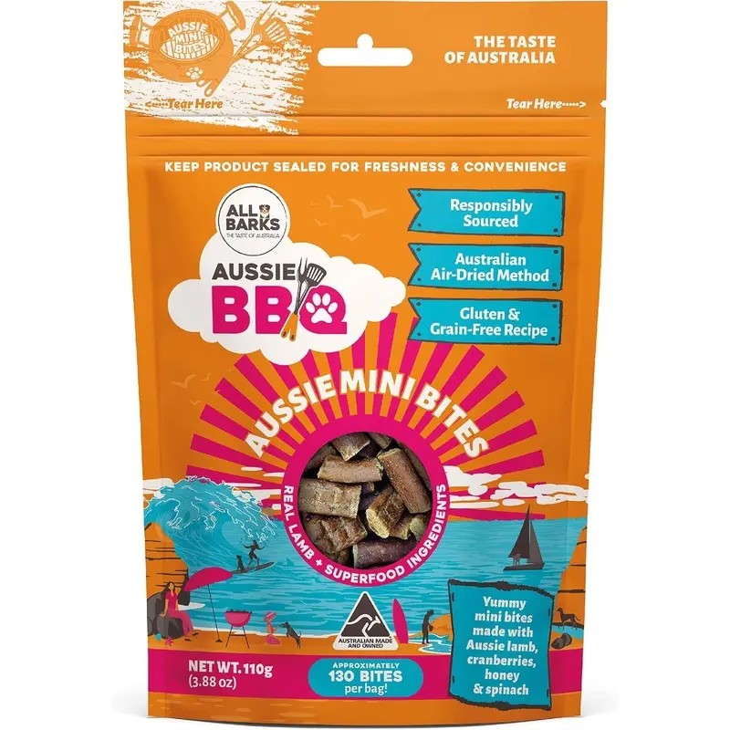 All Barks Aussie Mini Bites Lamb and Superfood Dog Treats 110g