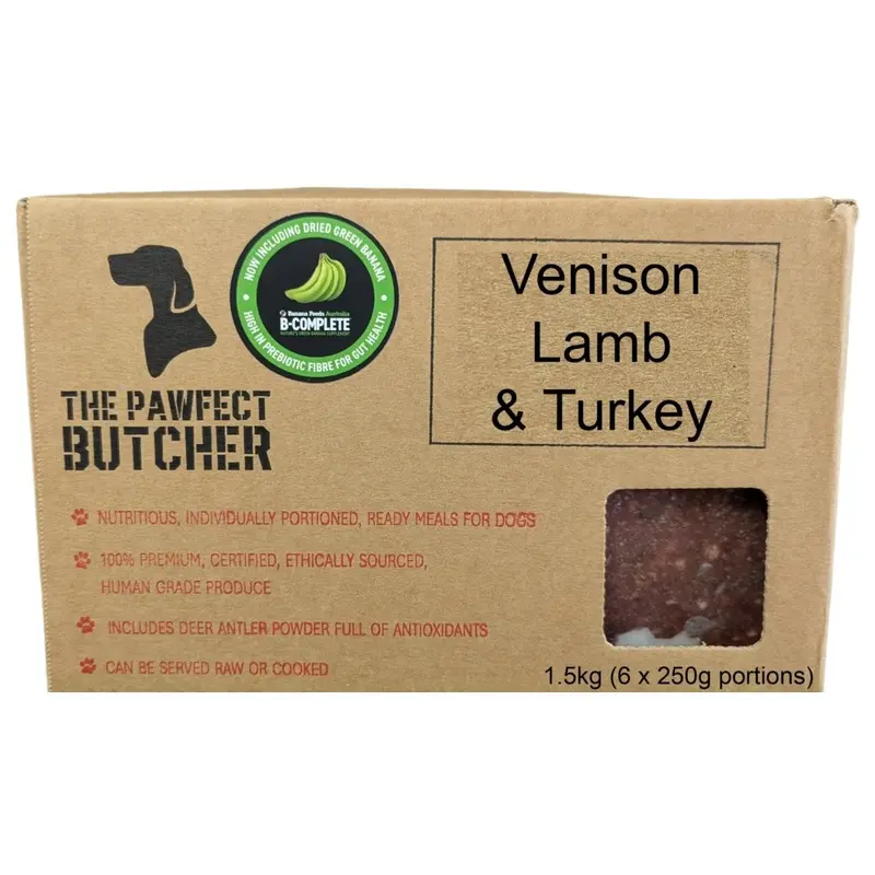 The Pawfect Butcher Venison, Lamb and Turkey Raw Blend 6 x 250g
