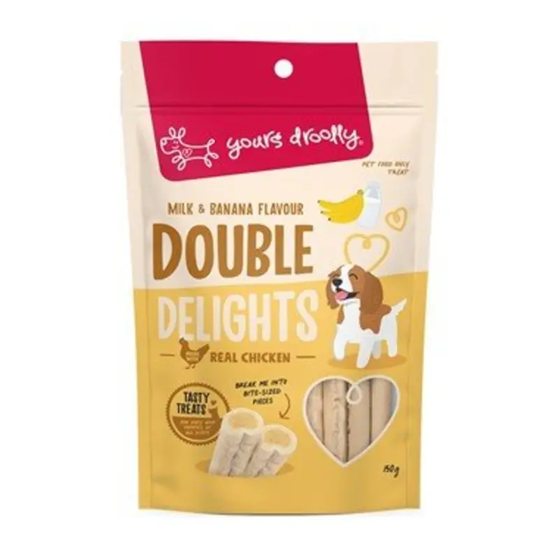 Yours Droolly Double Delights Milk and Banana Dog Treats 150g