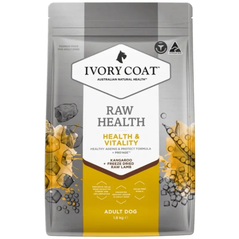 Ivory Coat Raw Health Dry Dog Food Adult Kangaroo Health and Vitality