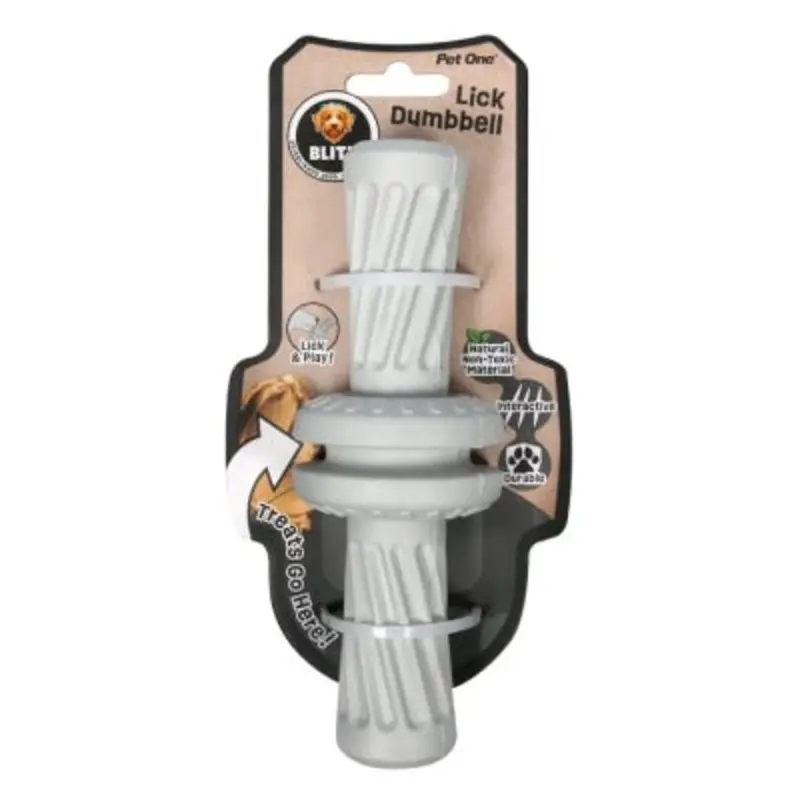 Pet One Dog Toy Blitz Rubber Lick Dumbbell Grey