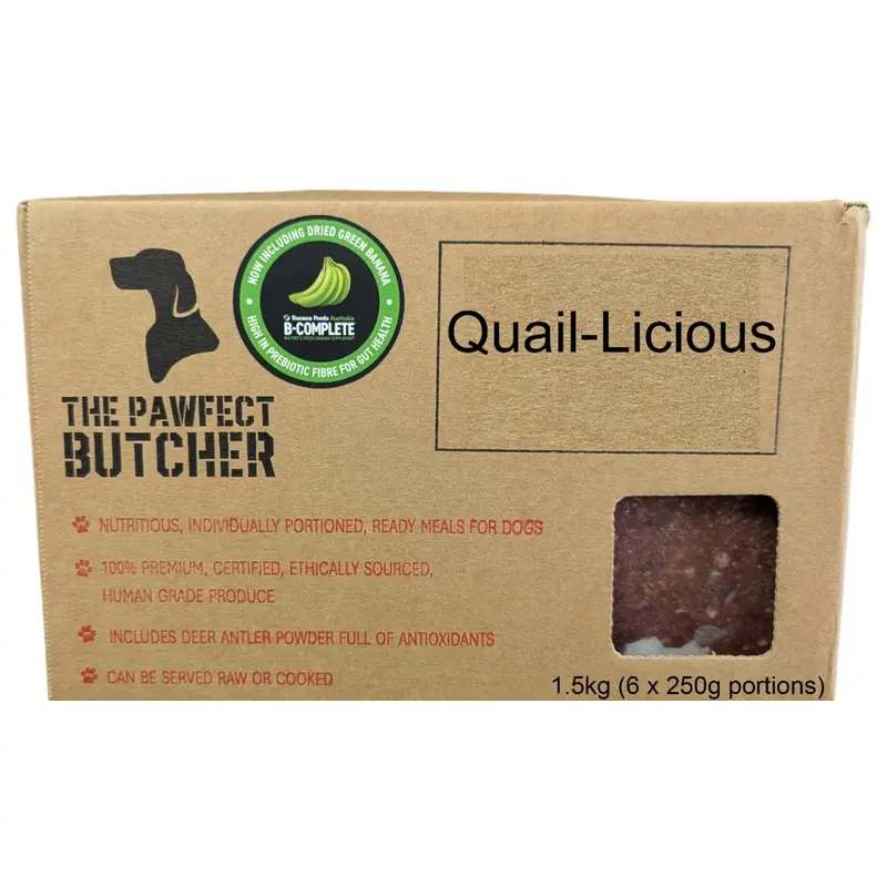 The Pawfect Butcher Quail-licious Raw Blend 6 x 250g
