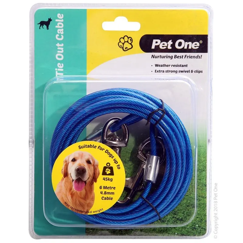 Pet One Tie Out Cable 6m X 4.8mm Up To 45kg