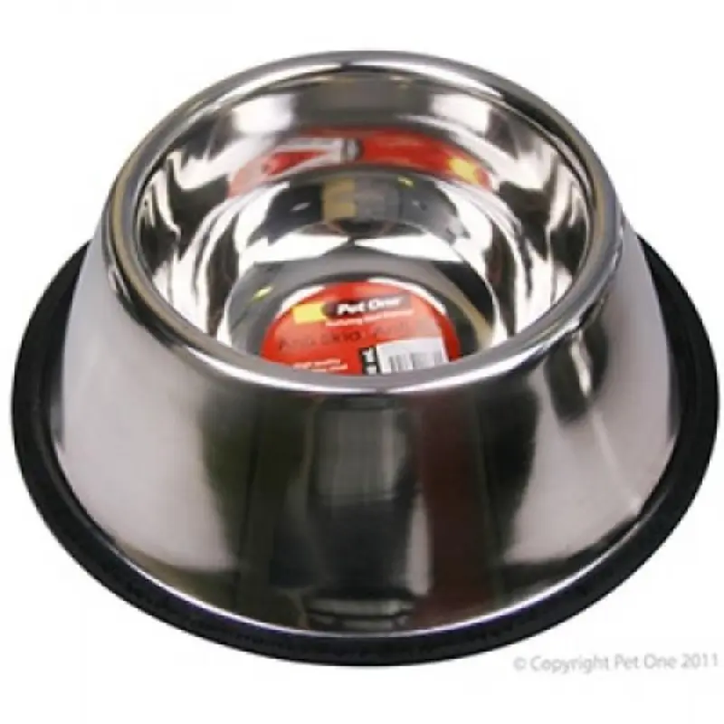 Pet One Dog Bowl Anti Skid Anti Tip Stainless Steel Cockerspaniel 900ml