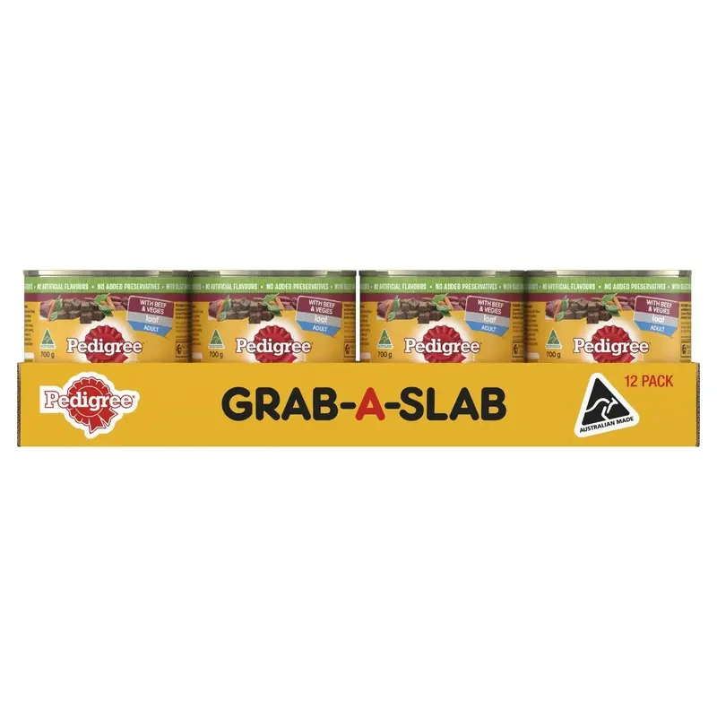 Pedigree Wet Dog Food Cans Beef and Vegetable Loaf 12x700g