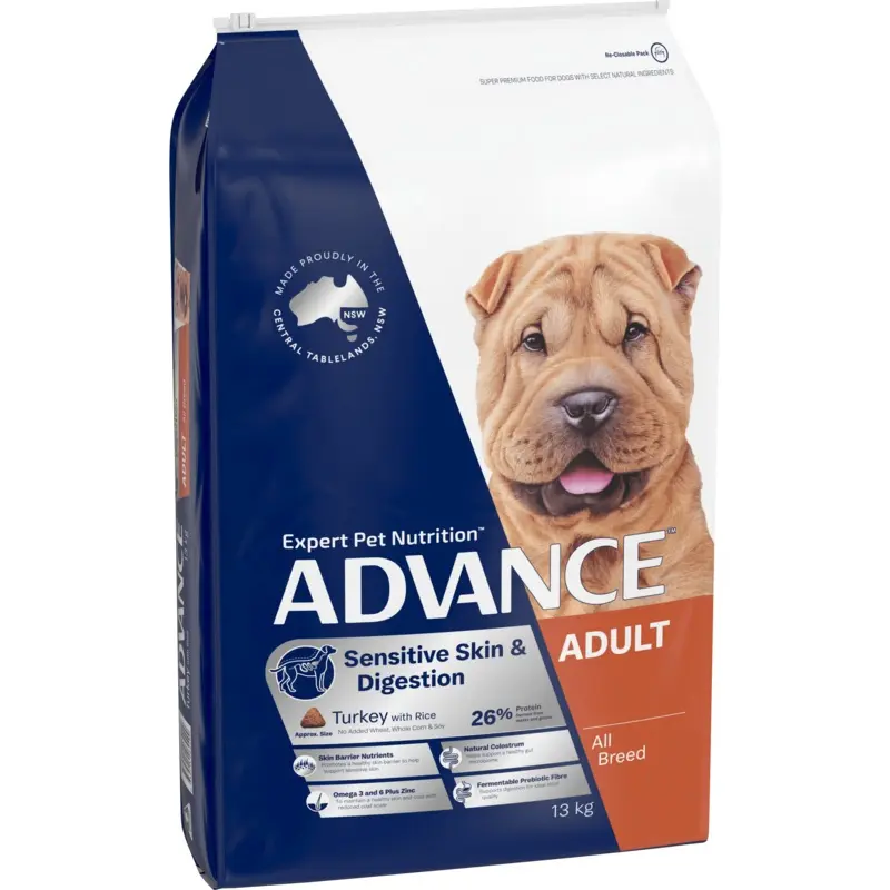 Advance Dry Dog Food Adult Sensitive Skin Turkey and Rice 13kg