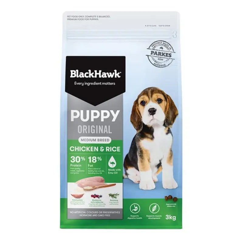 Black Hawk Dry Dog Food Puppy Medium Breed Chicken and Rice