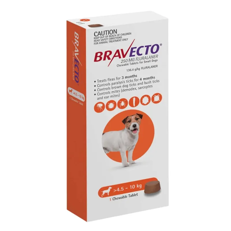 Bravecto Chew for Dogs 4.5-10kg Orange