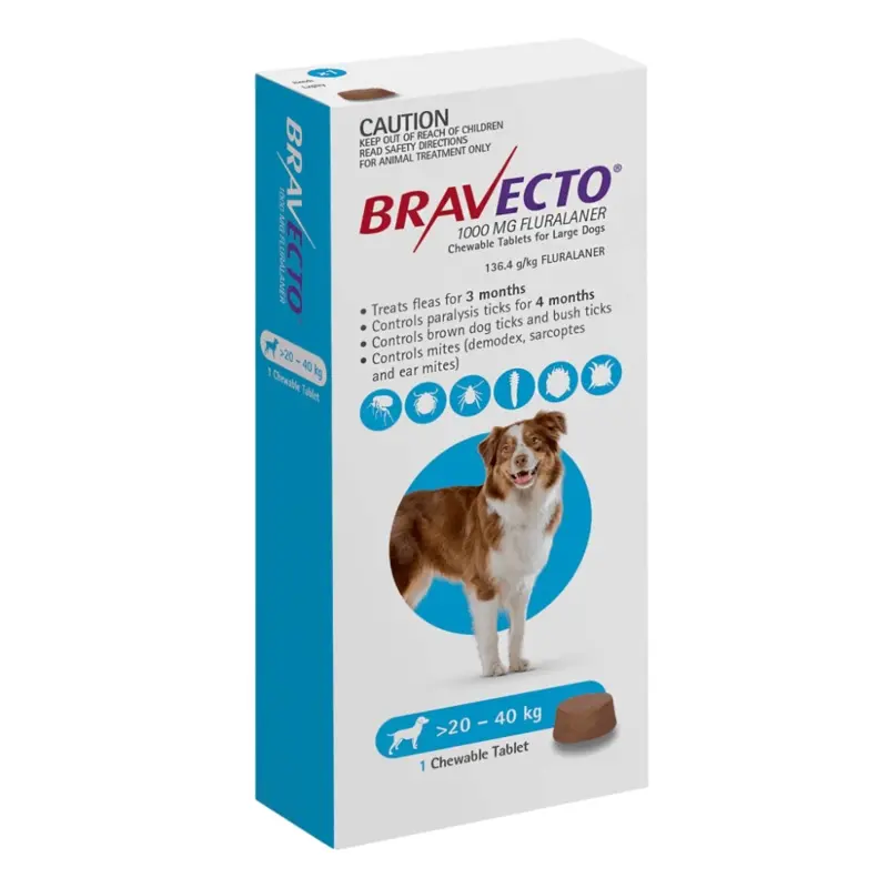 Bravecto Chew for Dogs 20-40kg Blue