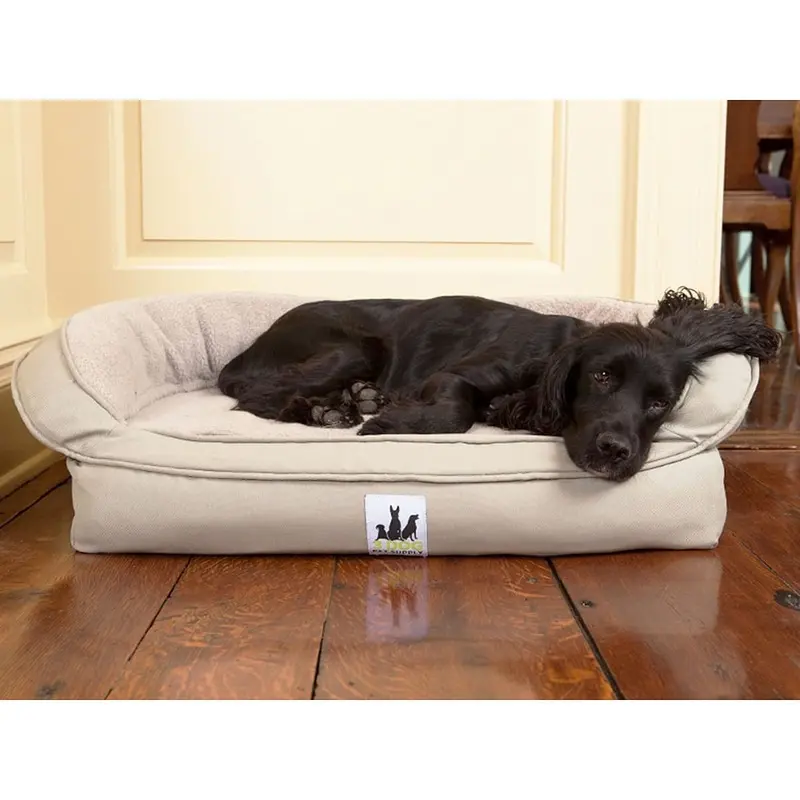 Orthopedic Memory Foam EZ-Wash Fleece Bolster Dog Bed with Waterproof Liner