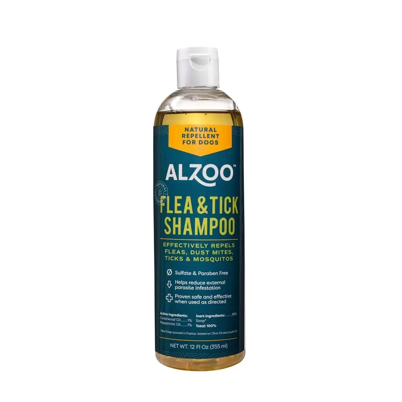 Natural Plant-Based Peppermint & Cedarwood Flea & Tick Shampoo for Dogs & Cats, 12 oz