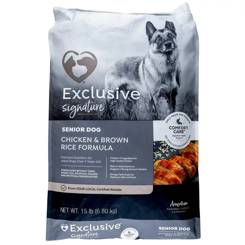 Purina Exclusive Signature Premium Senior Adult Dog Food, Chicken/Brown Rice