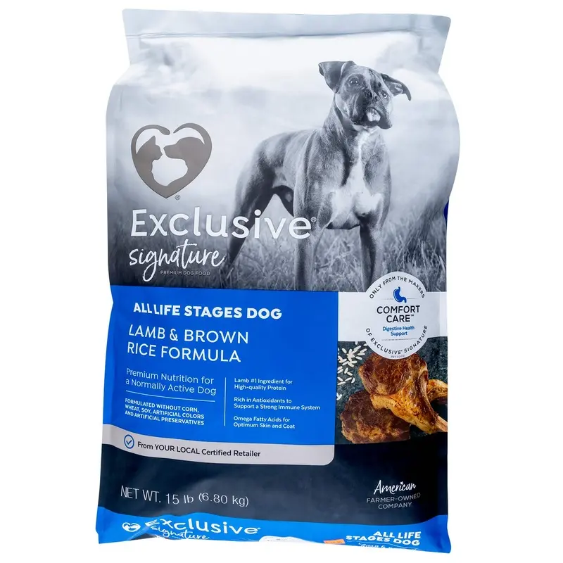 Purina Exclusive Signature Premium All Life Stages Dry Dog Food, Lamb/Brown Rice