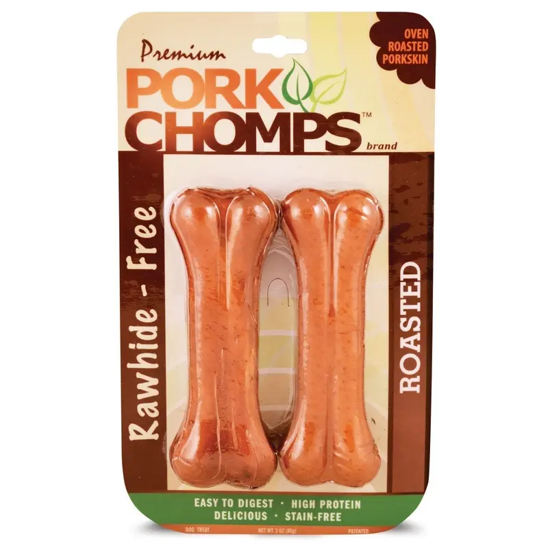Pork Chomps Roasted Pressed Pork Skin Dog Chew Bone - Rawhide Free
