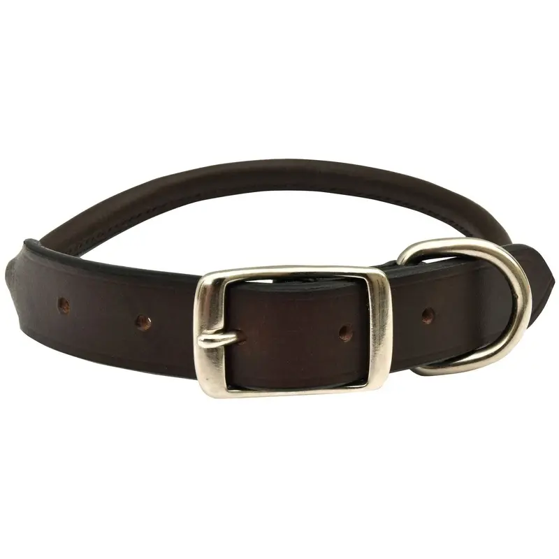 Jeffers Premium Brown Rolled Leather Collar