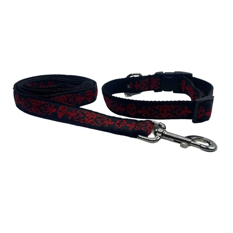Red Spooky Skulls Dog Collars or Leads (3/4" Wide)