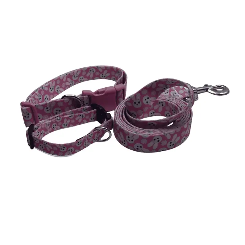 Pink Bunny Dog Collar and Leads  (5/8" Wide)