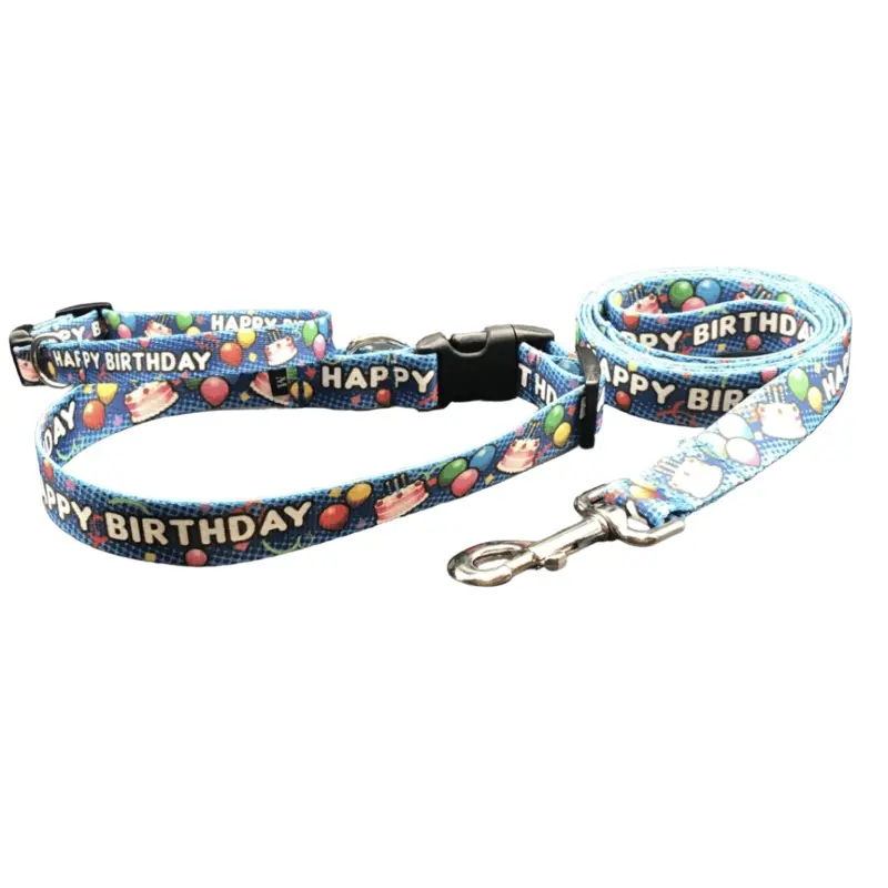 Blue Birthday Bash Dog Collars & Leads (1" Wide)