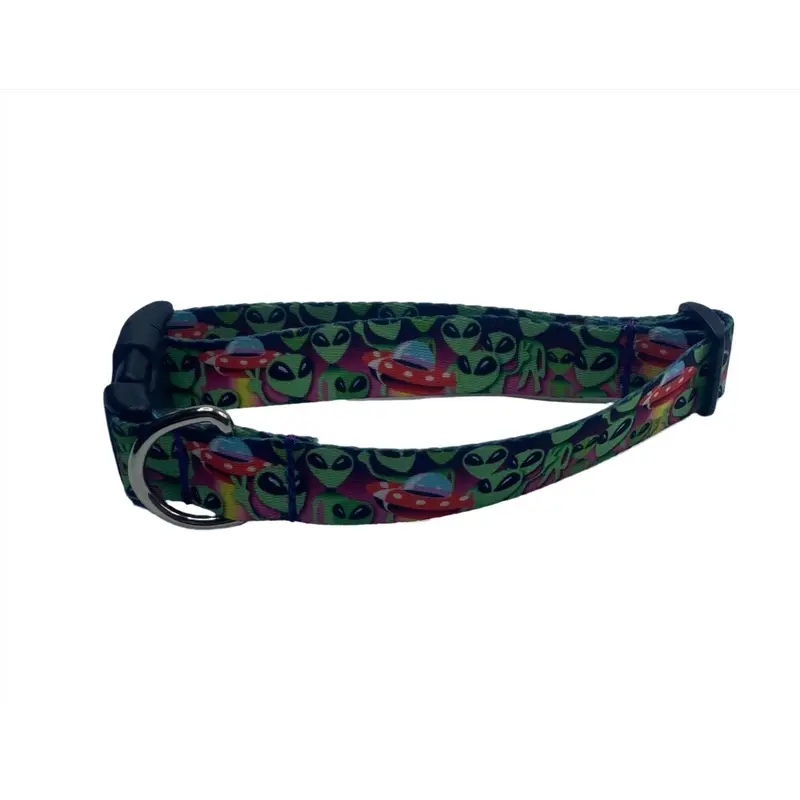 Green Alien Nylon Dog Collar (1.5" Wide)