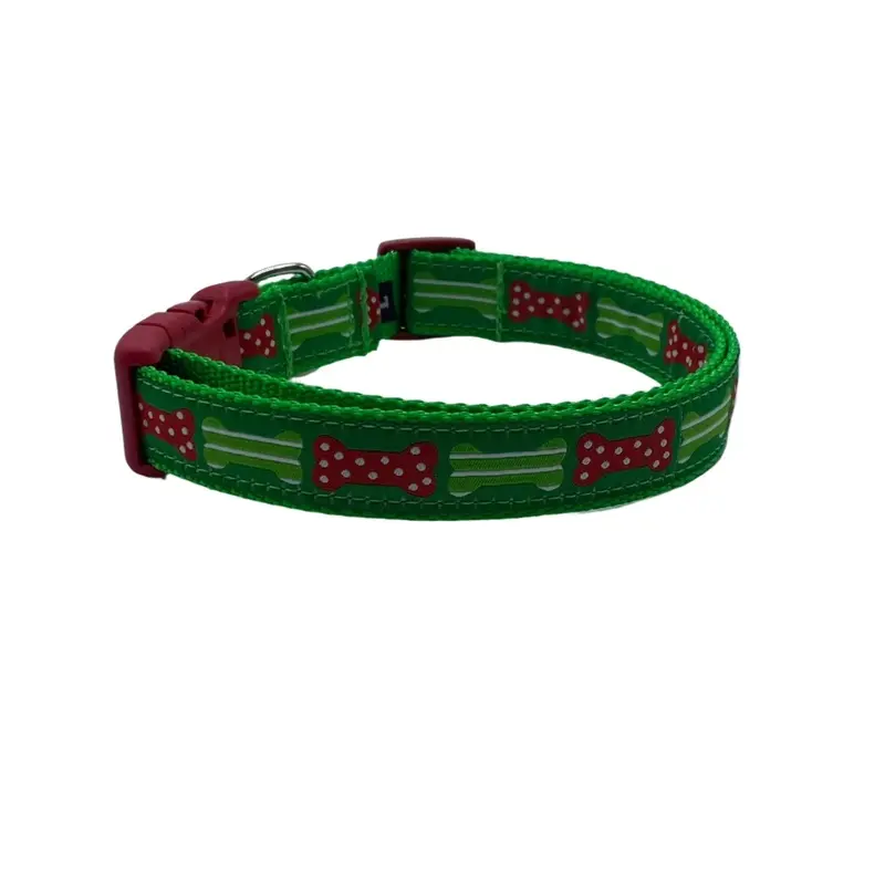 Holiday Bones Ribbon Collars or Leads (1" Wide)