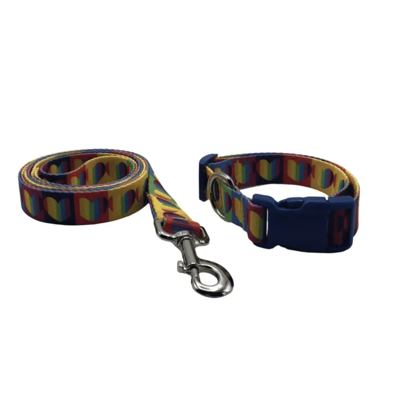 Pride Hearts Dog Collars & Leads (1" Wide)