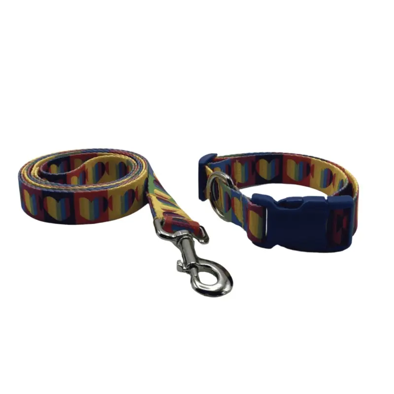 Pride Hearts Dog Collars & Leads (5/8" Wide)