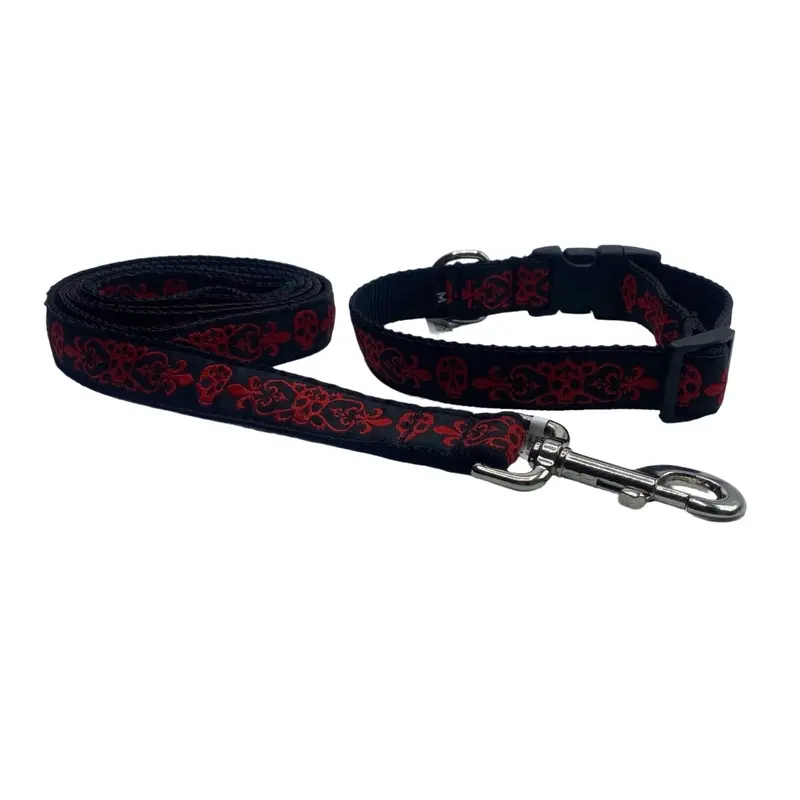 Red Spooky Skulls Dog Collars or Leads (1" Wide)