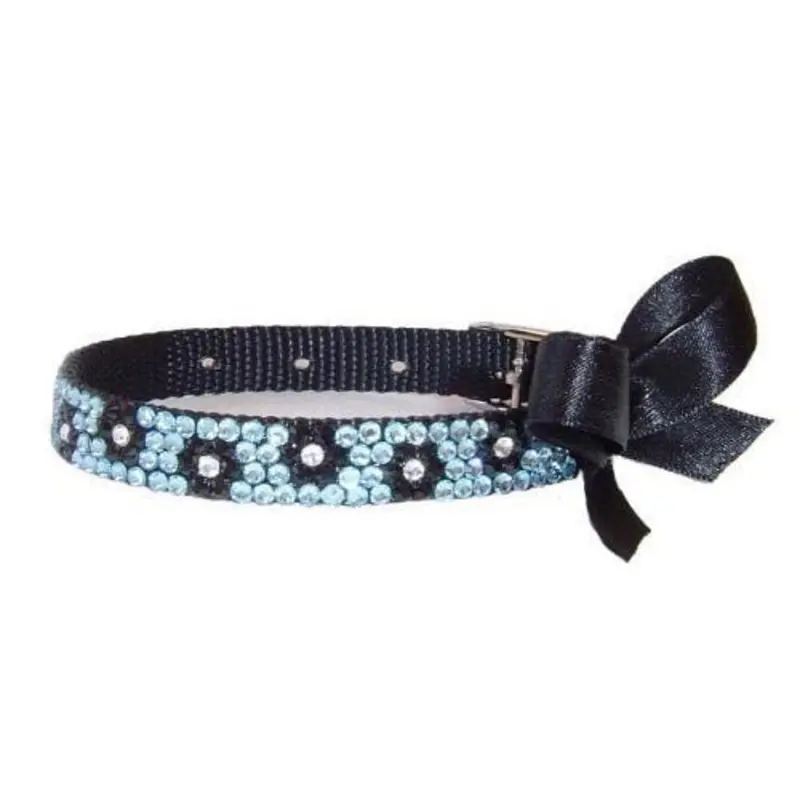 Blue Blossom Crystal Dog Collar