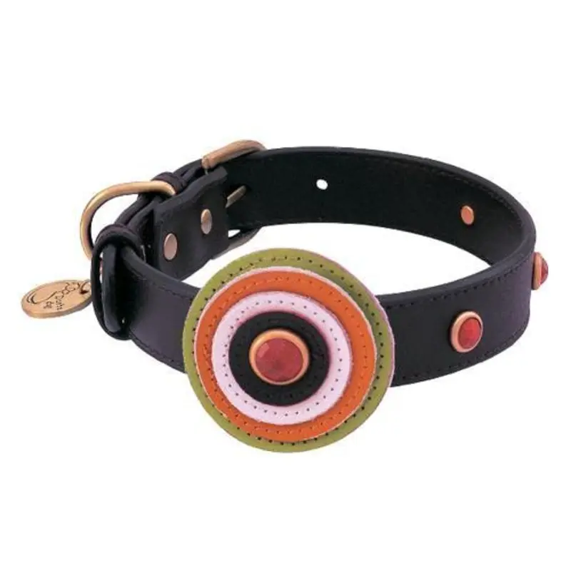 Circle Gold Sand Stone Dog Collar