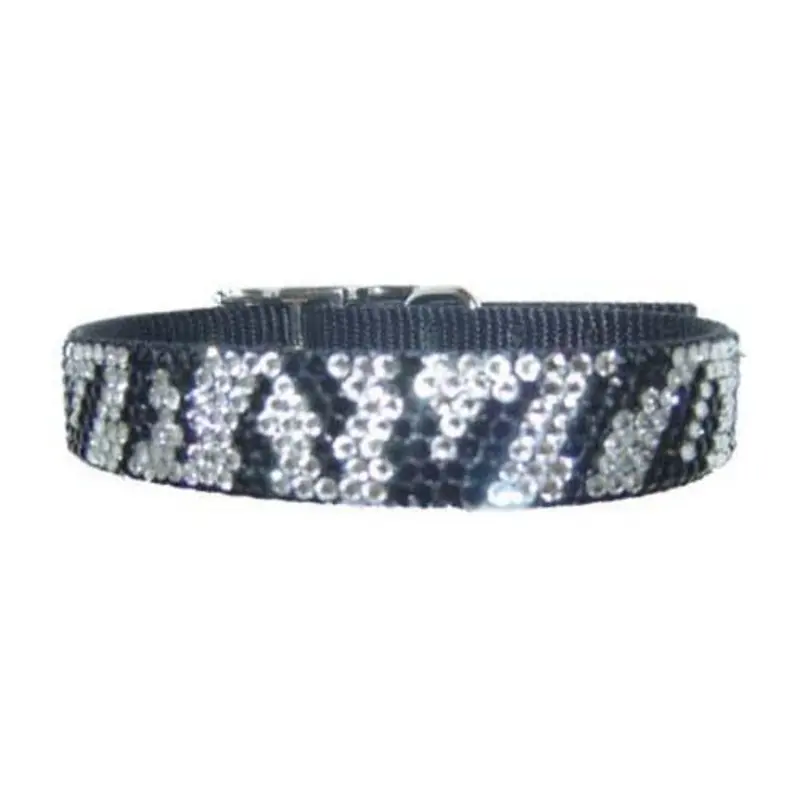Zebra Crystal Dog Collar