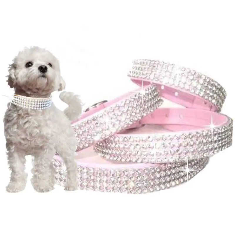 Crystal Dog Collar Rosa 21.5-26"