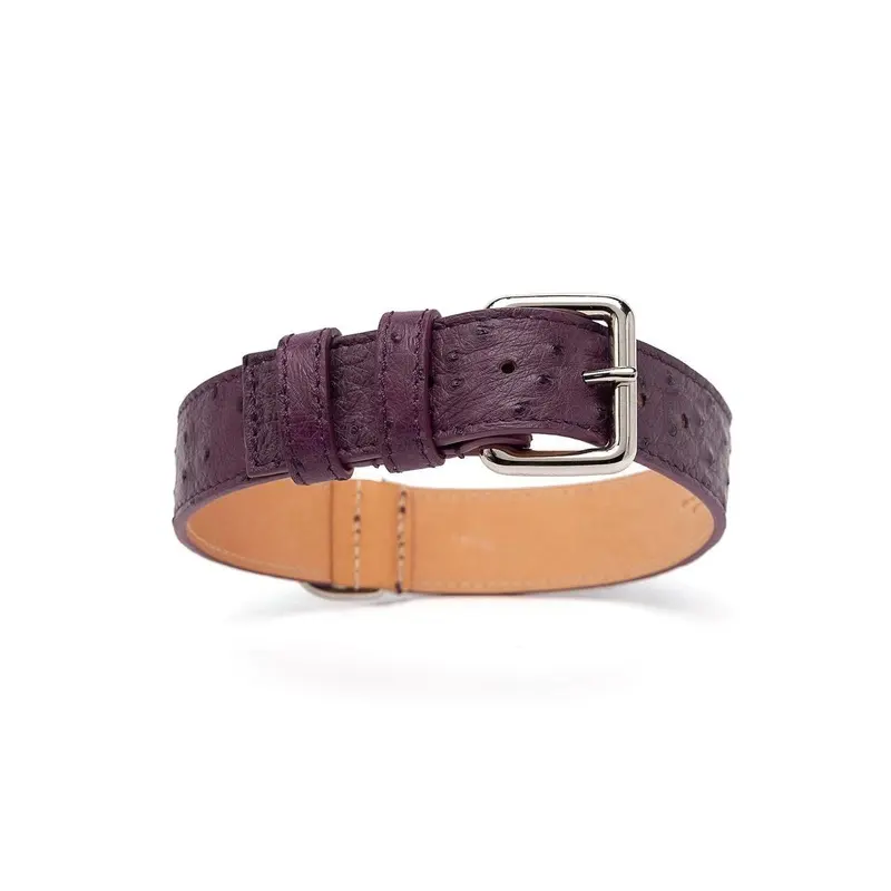 Ostrich Leather Dog Collar Grape