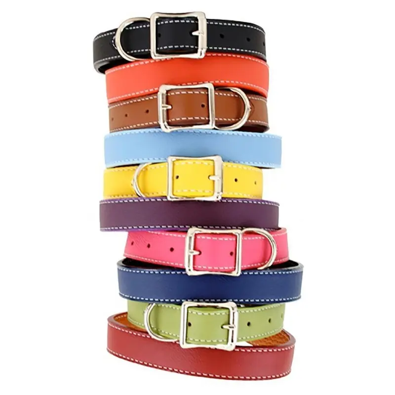 Tuscan Leather Dog Collar Light Blue Size 18