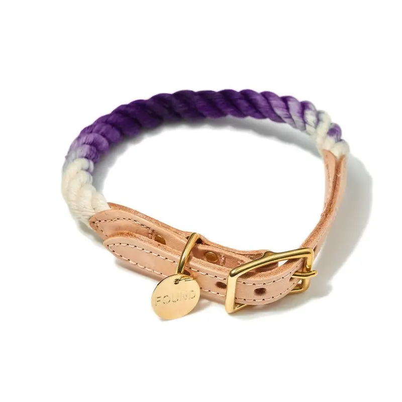 Cotton Rope Dog Collar Purple Ombre