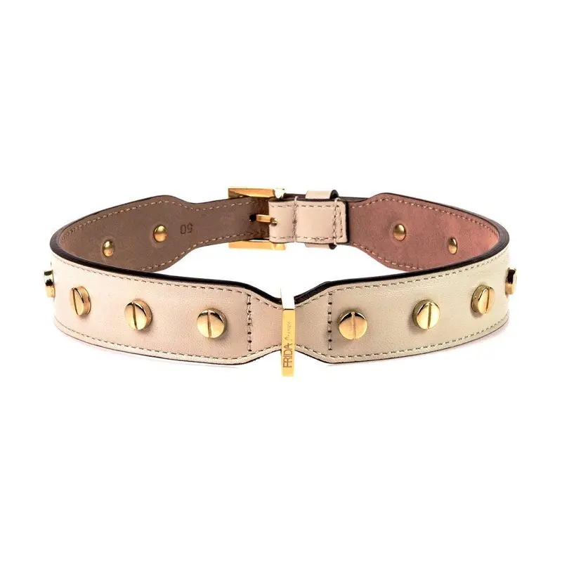Stud Screw Leather Dog Collar Antique