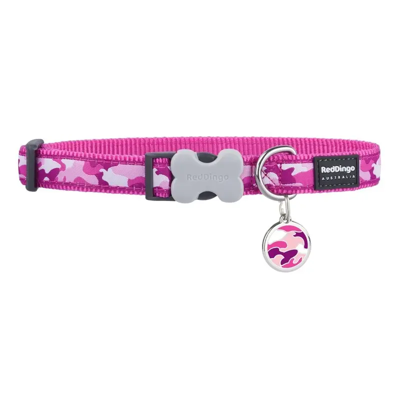 Camouflage Hot Pink Dog Collar/Tag Set