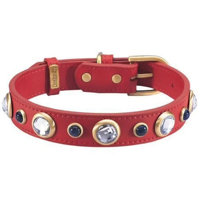 Diamond Faceted Rhinestones And Sodalite Dog Collar