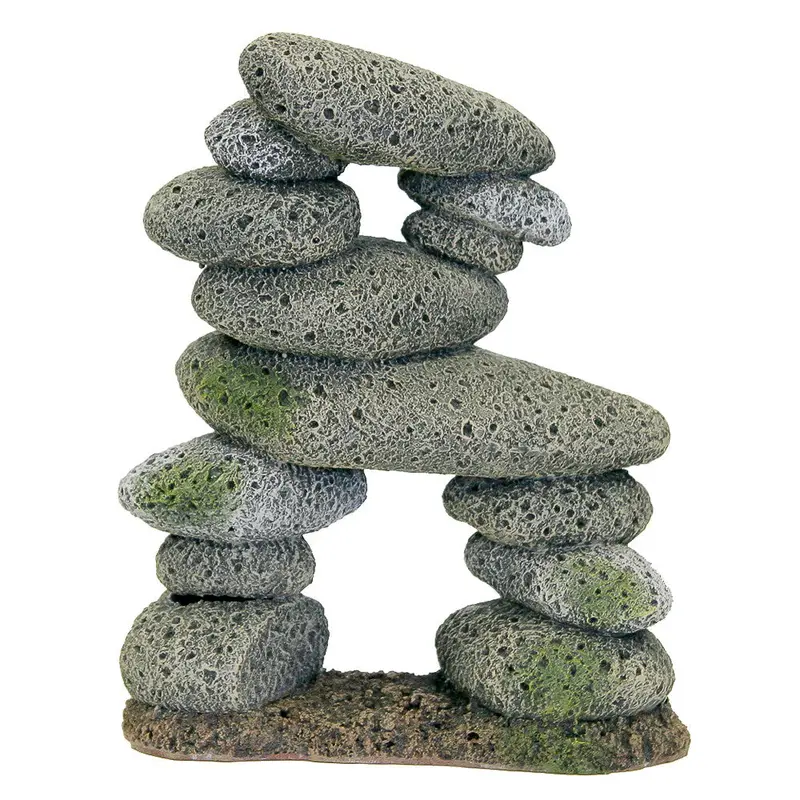 Blue Ribbon Exotic Environments Pebble Archway Aquarium Ornament Grey 8 in
