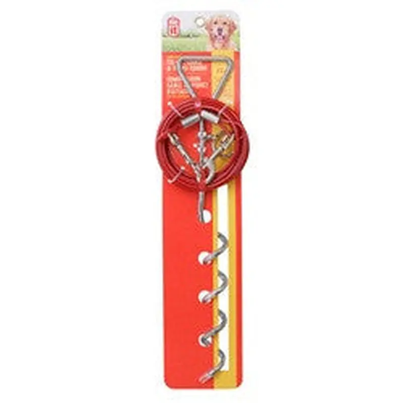 Hagen Dogit Tie-out Stake & Cable Large Red 71805