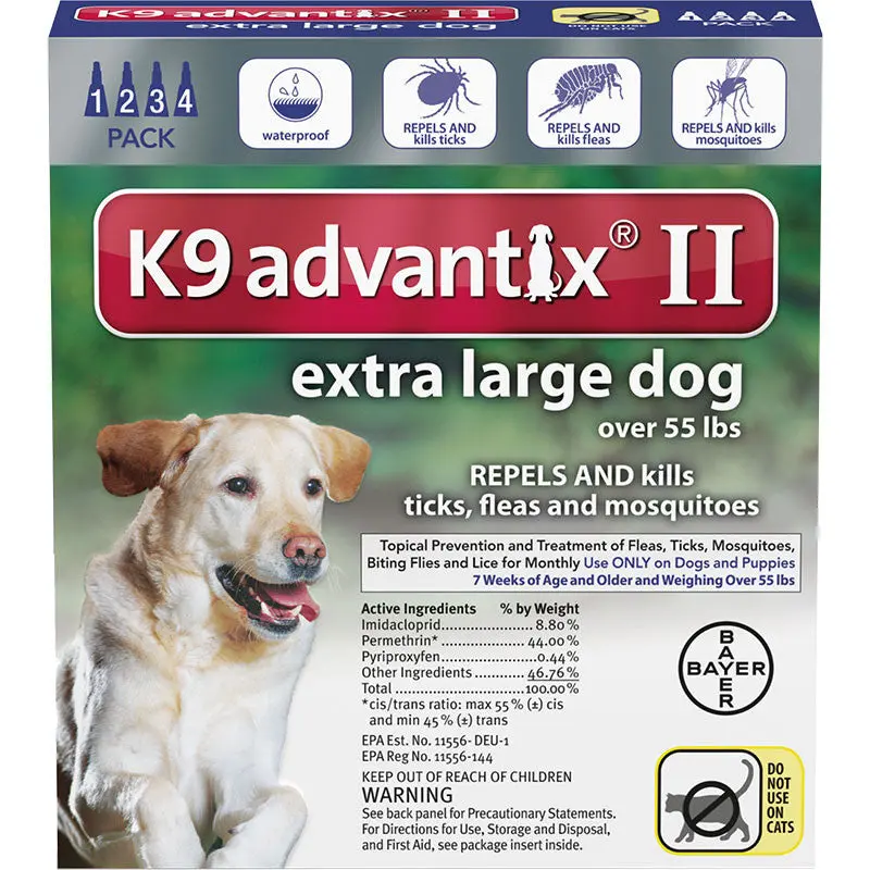 K9 Advantix Ii Dog Extra Large 55+lb Blue 4 Pack